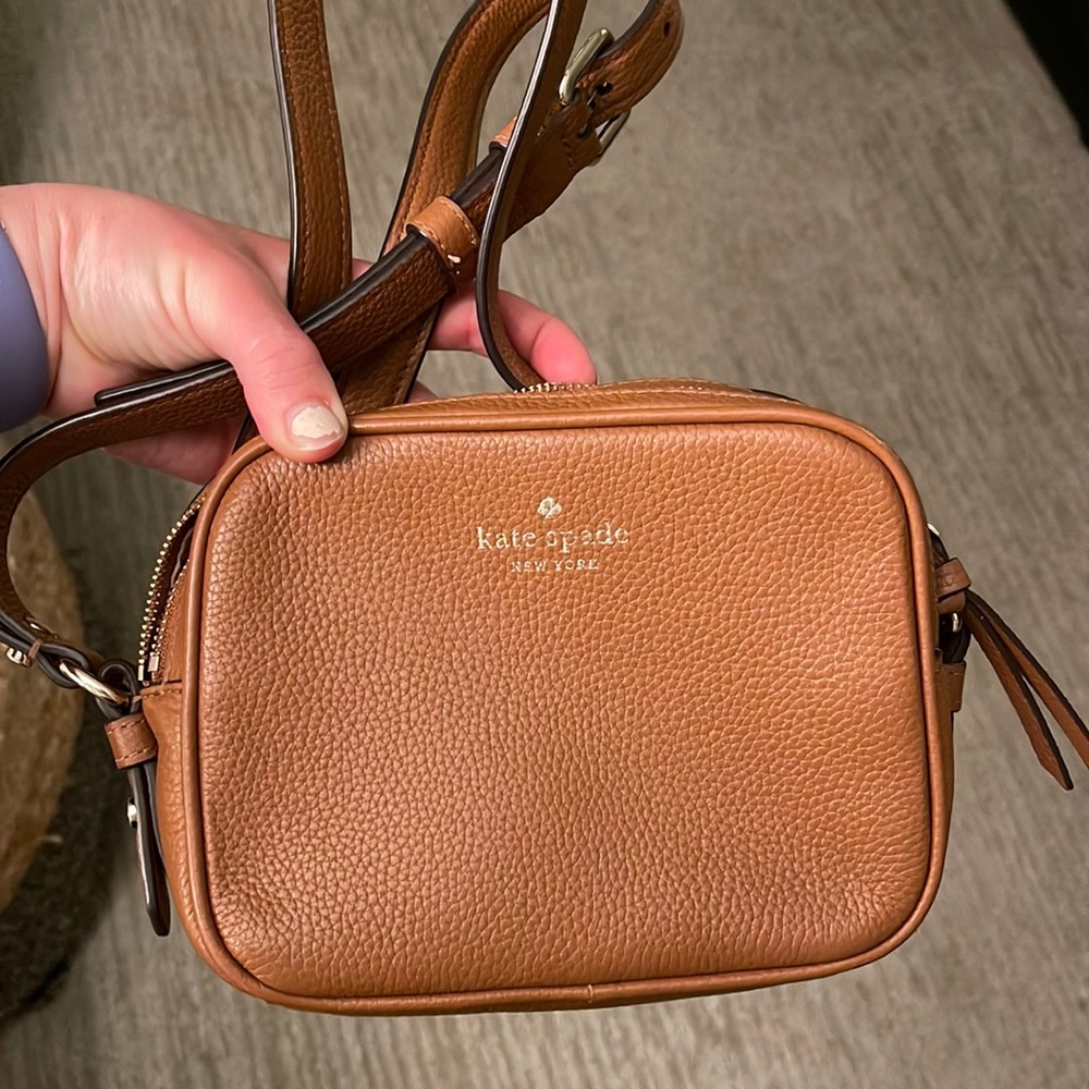 Kate spade cognac leather double zip crossbody